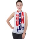 Usa Stars Fourth Of July Symbol America Usa Stars Mock Neck Chiffon Sleeveless Top View1