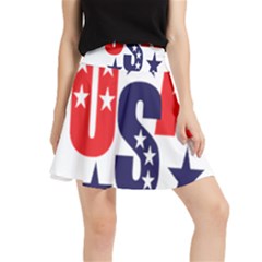 Usa Stars Fourth Of July Symbol America Usa Stars Waistband Skirt by Wegoenart