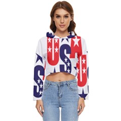 Usa Stars Fourth Of July Symbol America Usa Stars Women s Lightweight Cropped Hoodie by Wegoenart