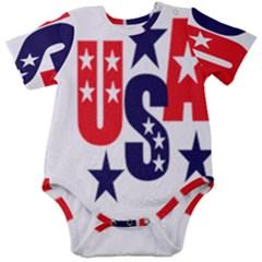 Usa Stars Fourth Of July Symbol America Usa Stars Baby Short Sleeve Bodysuit by Wegoenart