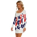 Usa Stars Fourth Of July Symbol America Usa Stars Long Sleeve Square Neck Bodycon Velvet Dress View2