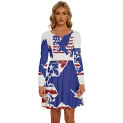 Usa Flag Eagle Symbol American Bald Eagle Country Long Sleeve Wide Neck Velvet Dress by Wegoenart