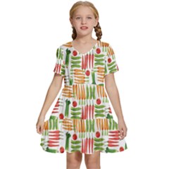 Vegetables Kids  Short Sleeve Tiered Mini Dress by SychEva