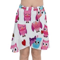 Owl Pattern Chiffon Wrap Front Skirt by Salman4z