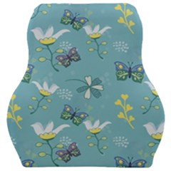 Butterflies Flowers Blue Background Spring Pattern Car Seat Velour Cushion  by Ravend