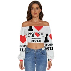 I Love Moscow Mule Long Sleeve Crinkled Weave Crop Top by ilovewhateva