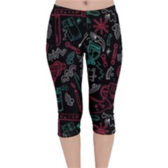 Abstract Pattern Velvet Capri Leggings  by Salman4z