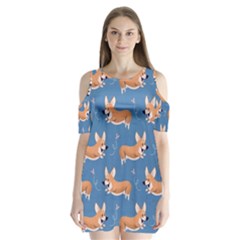 Corgi Patterns Shoulder Cutout Velvet One Piece by Salman4z