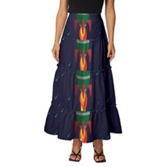 Rocket Halftone Astrology Astronaut Tiered Ruffle Maxi Skirt by Salman4z