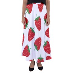 Seamless Pattern Fresh Strawberry Flared Maxi Skirt by Salman4z