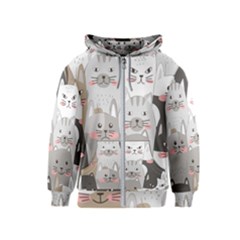 Cute Cats Seamless Pattern Kids  Zipper Hoodie by Salman4z