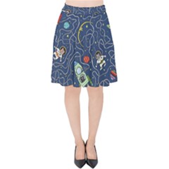 Cat Cosmos Cosmonaut Rocket Velvet High Waist Skirt by Salman4z