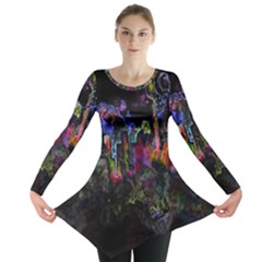 Grunge Paint Splatter Splash Ink Long Sleeve Tunic  by Salman4z