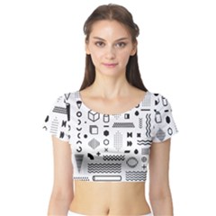 Pattern Hipster Abstract Form Geometric Line Variety Shapes Polkadots Fashion Style Seamless Short Sleeve Crop Top by Salman4z