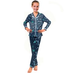 Bons Foot Prints Pattern Background Kids  Satin Long Sleeve Pajamas Set by Salman4z