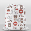 Vector Thin Line Art Vet Seamless Pattern Drawstring Bag (Small) View2