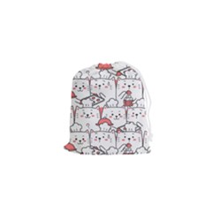 Cute Cat Chef Cooking Seamless Pattern Cartoon Drawstring Pouch (xs) by Salman4z