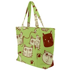 Cute Hand Drawn Cat Seamless Pattern Zip Up Canvas Bag by Salman4z