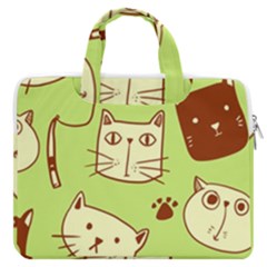 Cute Hand Drawn Cat Seamless Pattern Macbook Pro 13  Double Pocket Laptop Bag by Salman4z