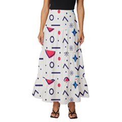 Hearts Seamless Pattern Memphis Style Tiered Ruffle Maxi Skirt by Salman4z