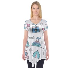 Transportation Seamless Pattern Short Sleeve Tunic  by Salman4z