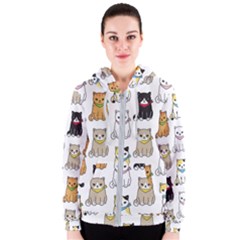 Cat Kitten Seamless Pattern Women s Zipper Hoodie by Salman4z