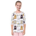 Cat Kitten Seamless Pattern Kids  Quarter Sleeve Raglan Tee View1