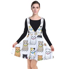 Cat Kitten Seamless Pattern Plunge Pinafore Dress by Salman4z