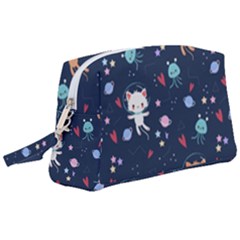 Cute-astronaut-cat-with-star-galaxy-elements-seamless-pattern Wristlet Pouch Bag (large) by Salman4z