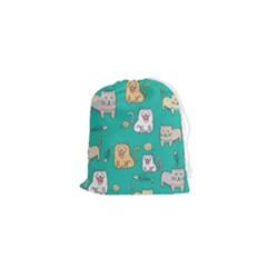 Seamless-pattern-cute-cat-cartoon-with-hand-drawn-style Drawstring Pouch (xs) by Salman4z