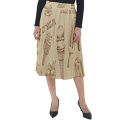 Ice-cream-vintage-pattern Classic Velour Midi Skirt  by Salman4z