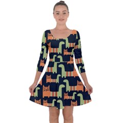 Seamless-pattern-with-cats Quarter Sleeve Skater Dress by Salman4z