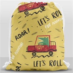 Childish-seamless-pattern-with-dino-driver Drawstring Bag (large) by Salman4z