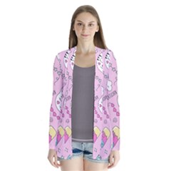 Beautiful-cute-animals-pattern-pink Drape Collar Cardigan by Salman4z