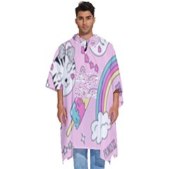 Beautiful-cute-animals-pattern-pink Men s Hooded Rain Ponchos by Salman4z