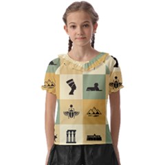 Egyptian-flat-style-icons Kids  Frill Chiffon Blouse by Salman4z