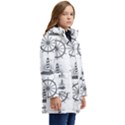 Marine Nautical Seamless Pattern With Vintage Lighthouse Wheel Kids  Hooded Longline Puffer Jacket View2