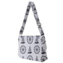 Marine Nautical Seamless Pattern With Vintage Lighthouse Wheel Full Print Messenger Bag (M) View2