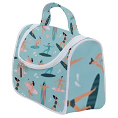 Beach-surfing-surfers-with-surfboards-surfer-rides-wave-summer-outdoors-surfboards-seamless-pattern- Satchel Handbag by Salman4z