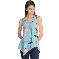 Beach-surfing-surfers-with-surfboards-surfer-rides-wave-summer-outdoors-surfboards-seamless-pattern- Sleeveless Tunic by Salman4z