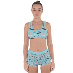 Beach-surfing-surfers-with-surfboards-surfer-rides-wave-summer-outdoors-surfboards-seamless-pattern- Racerback Boyleg Bikini Set by Salman4z