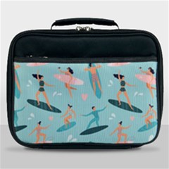 Beach-surfing-surfers-with-surfboards-surfer-rides-wave-summer-outdoors-surfboards-seamless-pattern- Lunch Bag by Salman4z