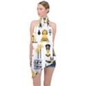Egypt-symbols-decorative-icons-set Halter Asymmetric Satin Top View1