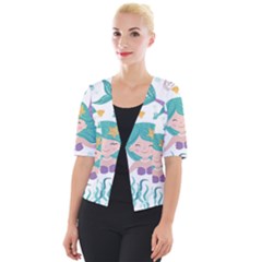 Set-cute-mermaid-seaweeds-marine-inhabitants Cropped Button Cardigan by Salman4z