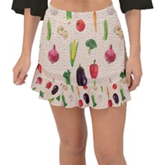 Vegetables Fishtail Mini Chiffon Skirt by SychEva