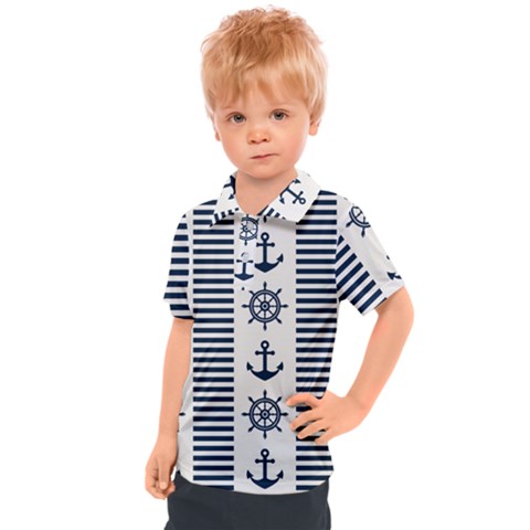 Nautical-seamless-pattern-vector-illustration Kids  Polo Tee by Salman4z