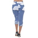 Clouds Rain Paper Raindrops Weather Sky Raining Lightweight Velour Capri Leggings  View2