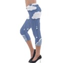 Clouds Rain Paper Raindrops Weather Sky Raining Lightweight Velour Capri Leggings  View3