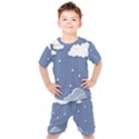 Clouds Rain Paper Raindrops Weather Sky Raining Kids  Tee and Shorts Set View1