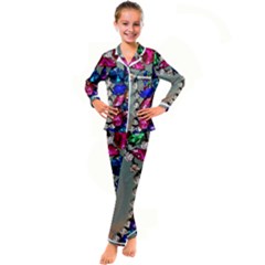 Colorful Diamonds Kids  Satin Long Sleeve Pajamas Set by Sparkle